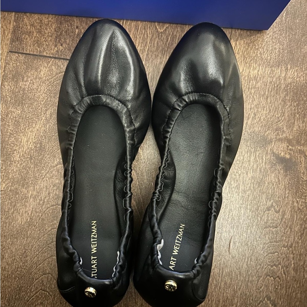 Stuart Weitzman Black Leather Flats